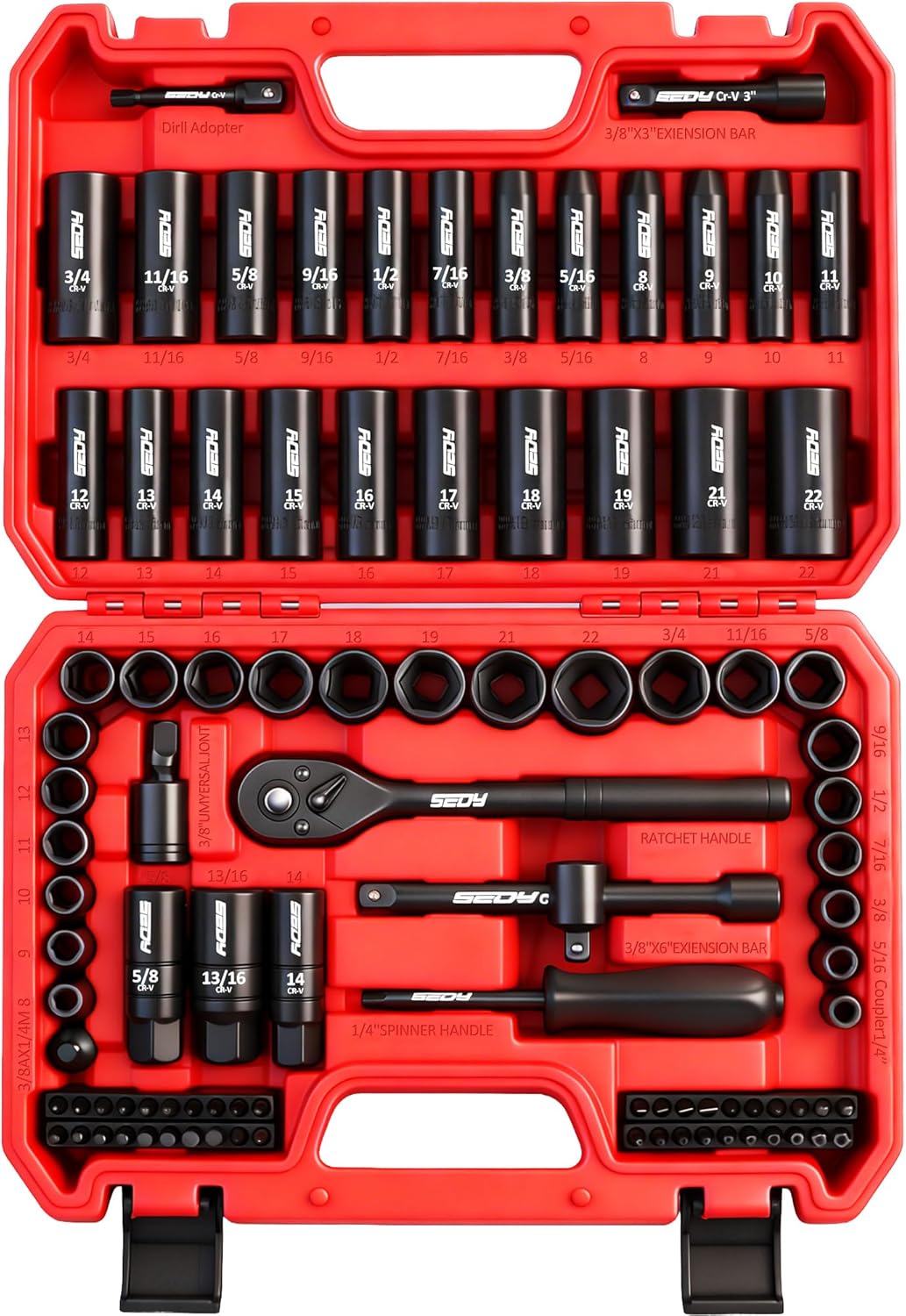 96-Piece 3/8" Drive Impact Socket Wrench and Bit Set
