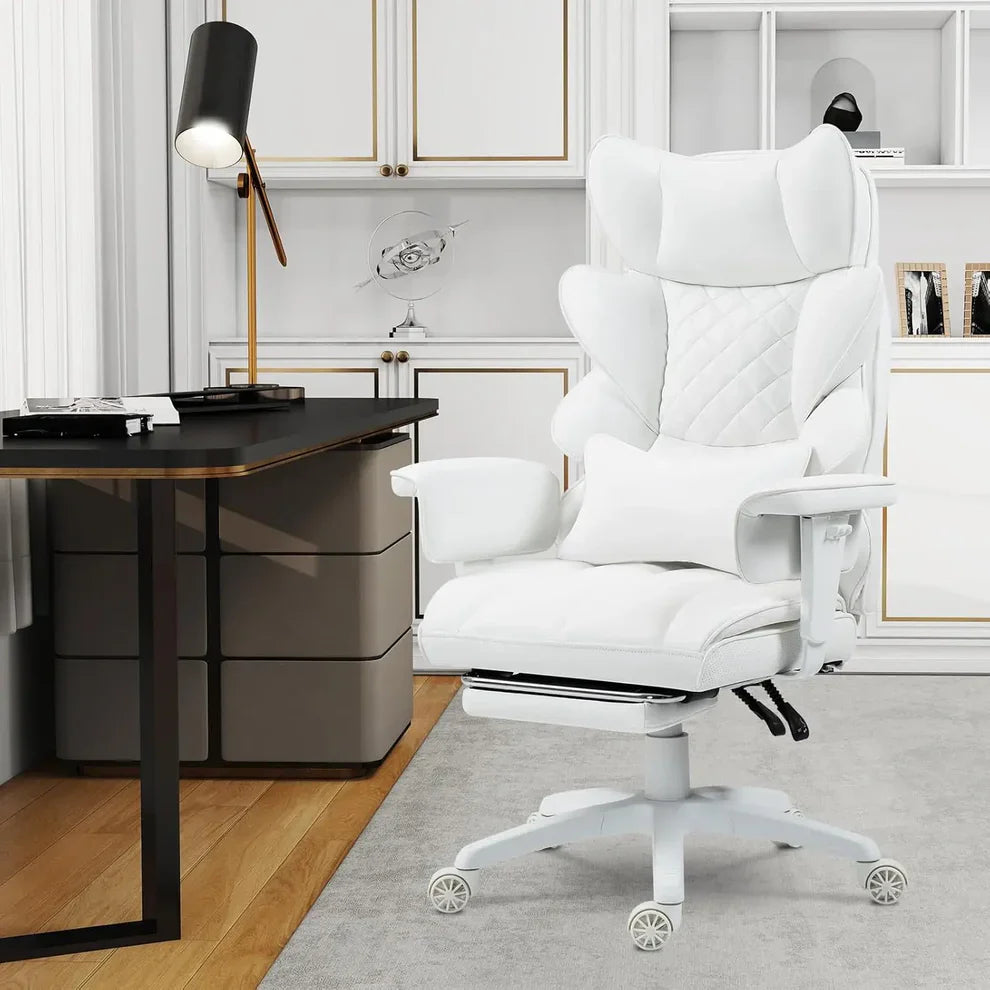 Office Chair with Lumbar Support, Adjustable Armrests & Footrest