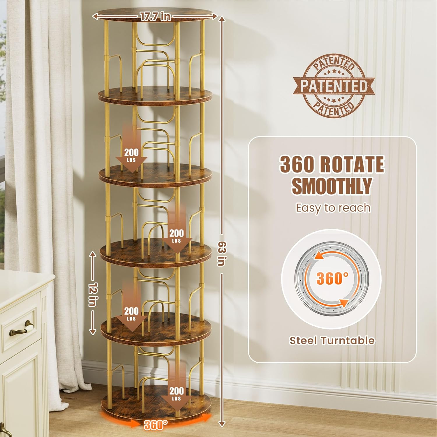Tevolle Rotating Bookshelf