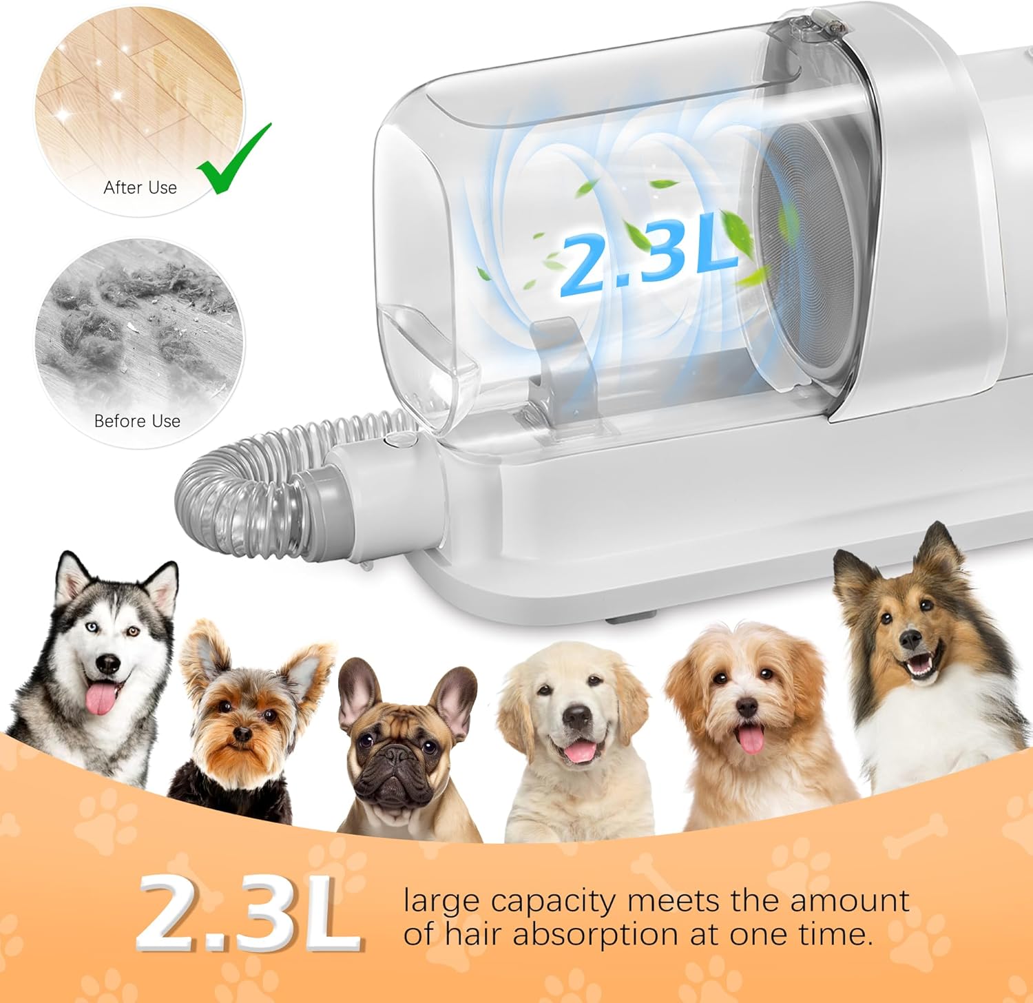 Grooming Kit with 2.3L Vacuum Suction