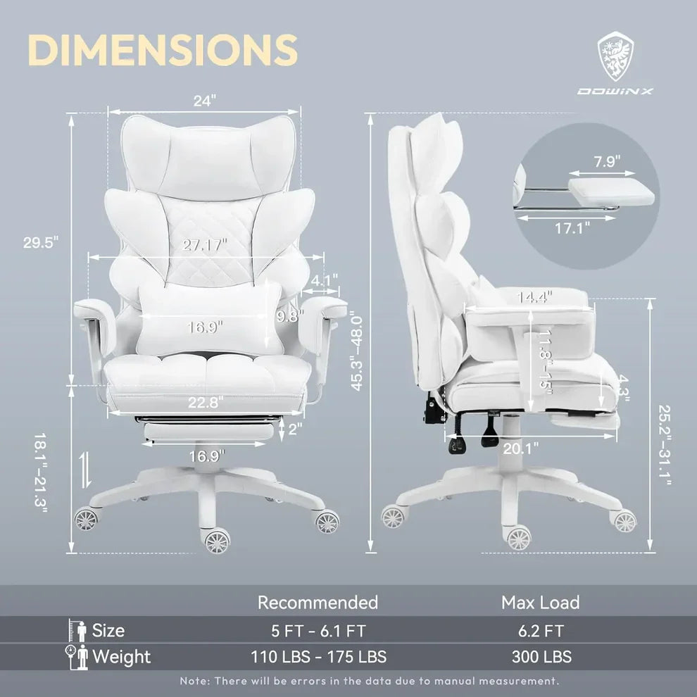 Office Chair with Lumbar Support, Adjustable Armrests & Footrest