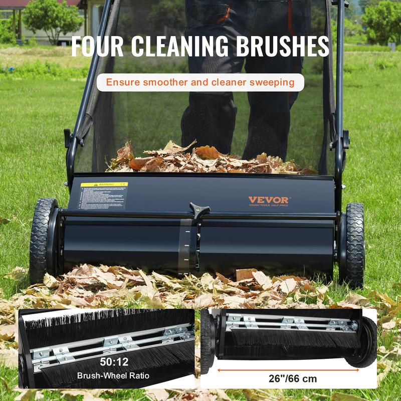 Push Lawn Sweeper | 26 inch (66 cm) Leaf & Grass Collector