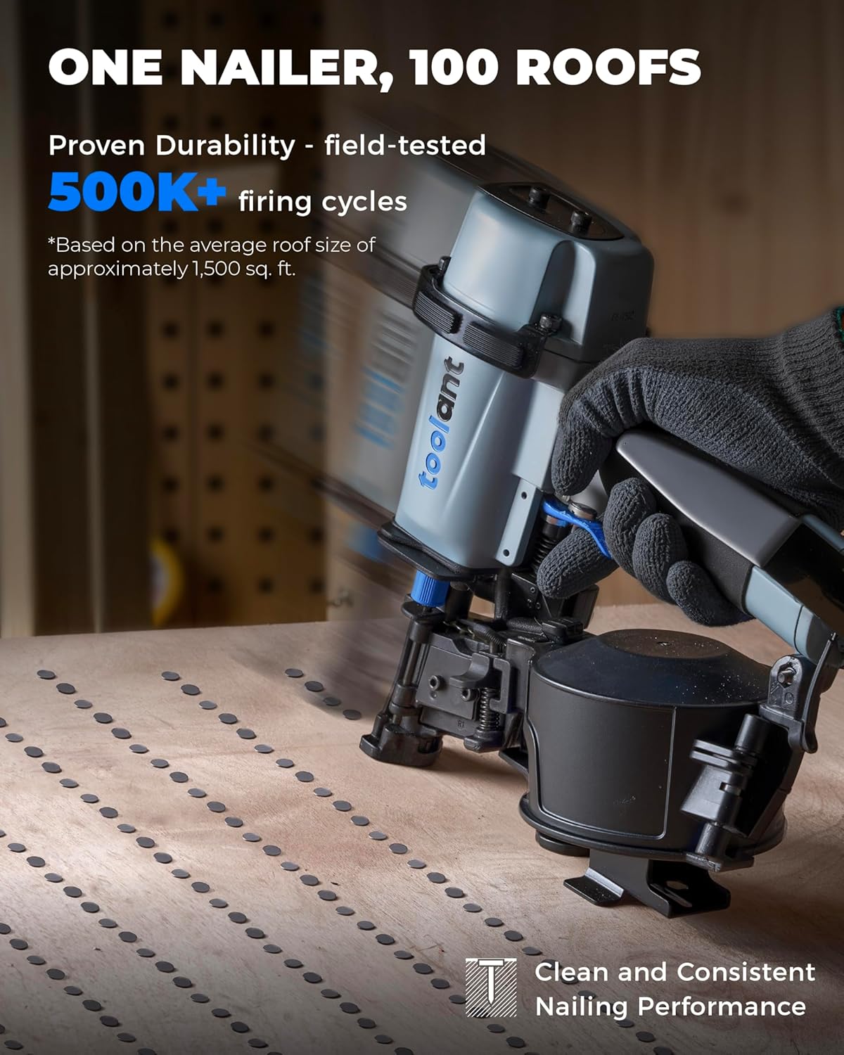 Roofing Nailer, Pneumatic Roofing Nail Gun for 3/4" to 1-3/4" Nails, 120 Coil Capacity, 70-120 PSI