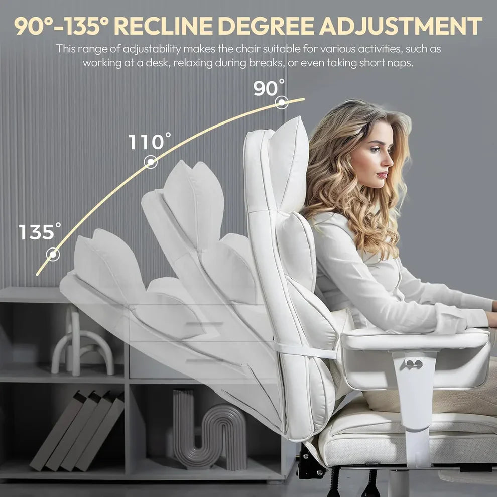 Office Chair with Lumbar Support, Adjustable Armrests & Footrest