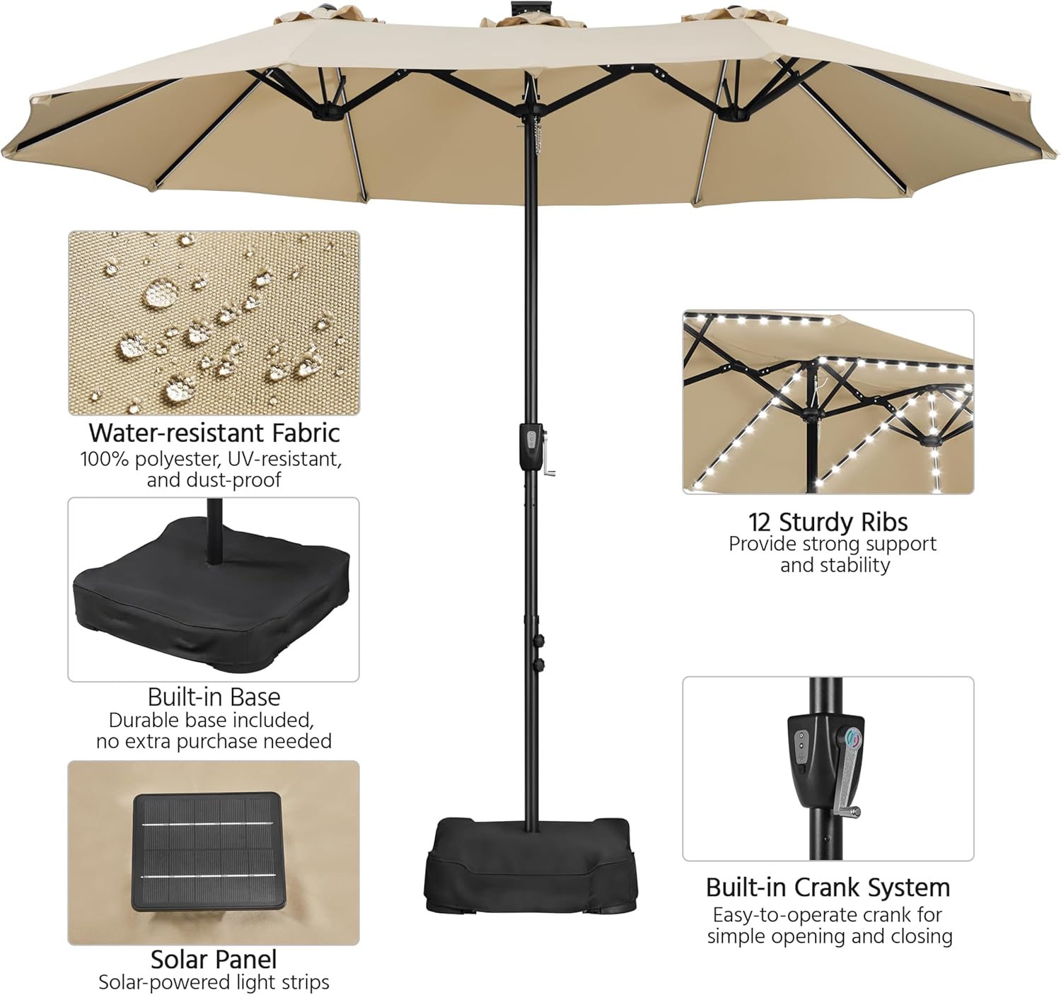 LED Solar Parasol™ (Base Included)