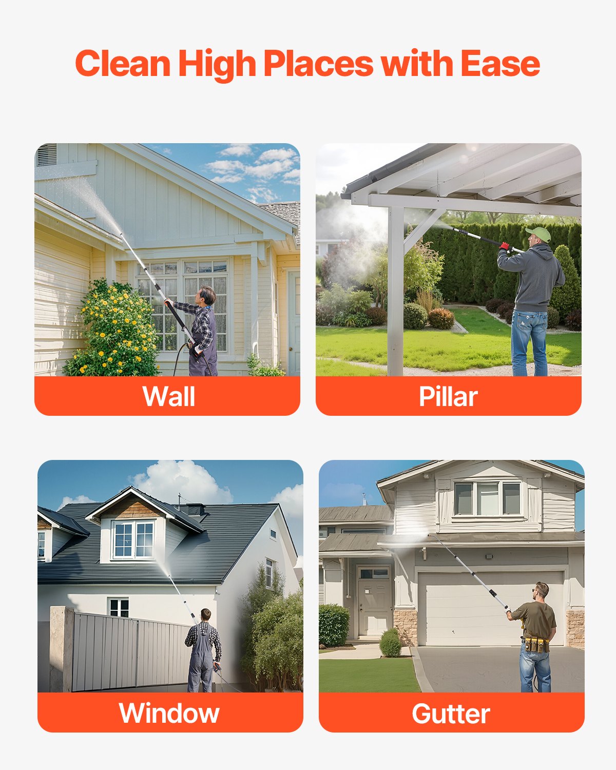 Pressure Washer Telescoping Wand, 24 ft, 4000 PSI