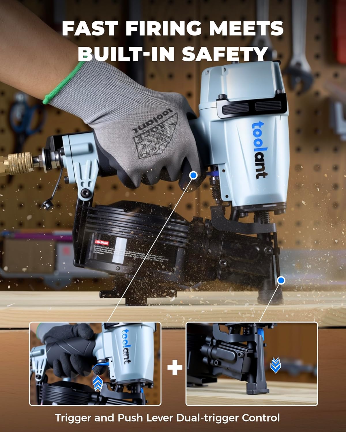 Roofing Nailer, Pneumatic Roofing Nail Gun for 3/4" to 1-3/4" Nails, 120 Coil Capacity, 70-120 PSI