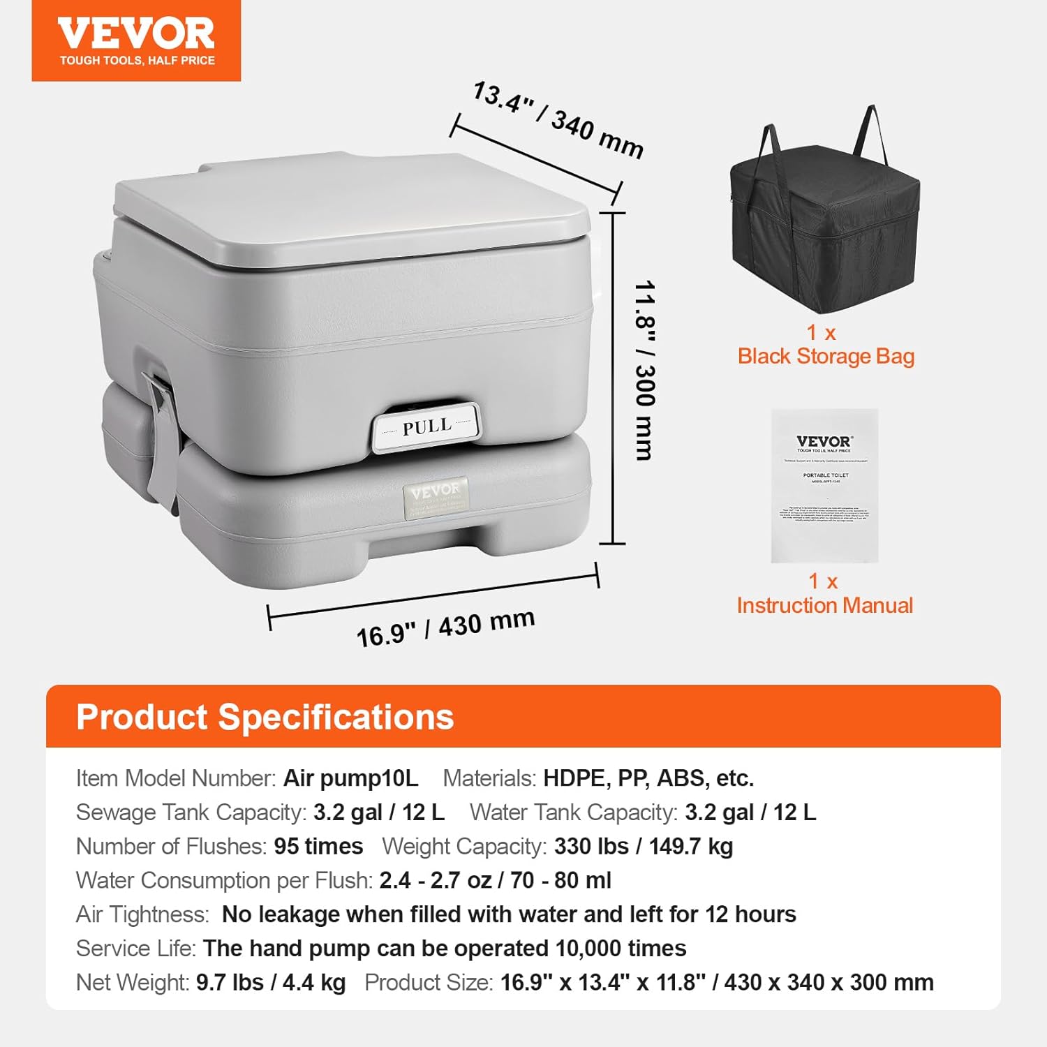 Portable Toilet for Camping (Supports up to 330lbs)
