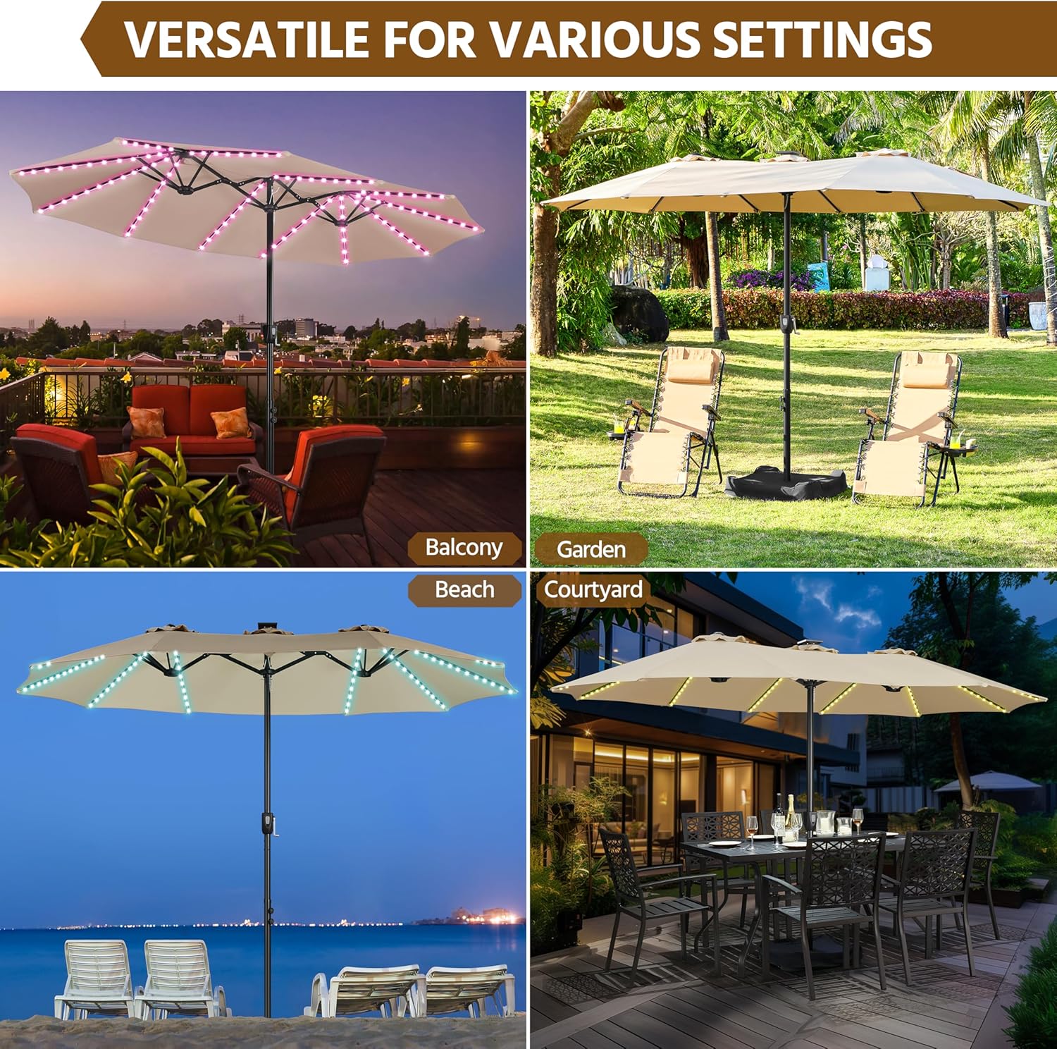 LED Solar Parasol™ (Base Included)